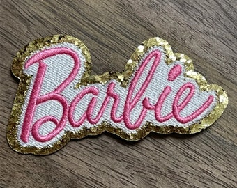 IRON ON Patch-barbie Logo Inspired-iron on -  UK