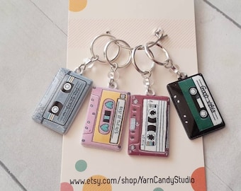 Oil Drop Retro Cassette Tapes  Stitch Marker Set for Knitting -Progress Keepers -For Crochet -No Snag Stitch Markers -Knit -Knitter