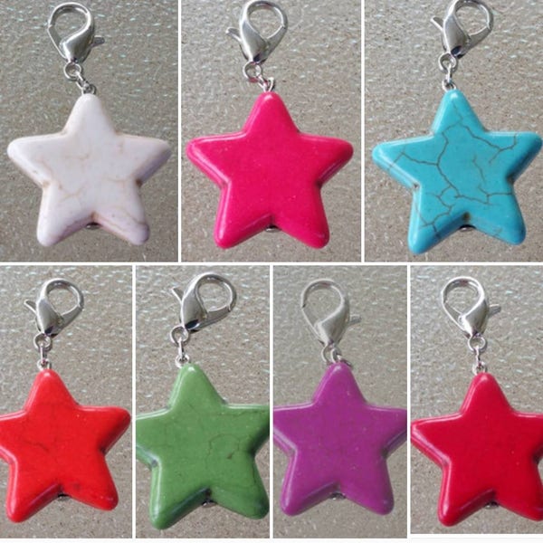 Turquoise Star Progress Keeper for Crocheters, Knitter's Removable Stitch Marker, Purse Charm, Zipper Pull, Knit Crochet Accessory SPK396