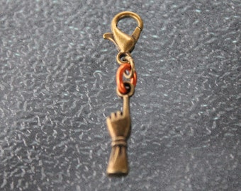 Tiny Helping Hand Bronze Tone Progress Keeper for Crocheters Knitter's Stitch Marker, Purse Charm, Knit Crochet SPK361