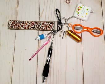 Leopard Print -Fully Loaded -Crochet Accessory  -For Knitters -Key Ring -Key Chain -Notions