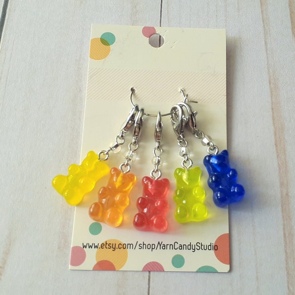 Resin Gummy Bears -Stitch Marker Set -Progress Keeper Set -Knit Accessory -Crochet Tool