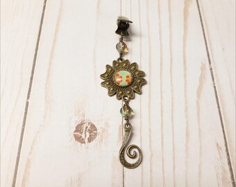 Bronze Flower Portuguese Knitting Clip