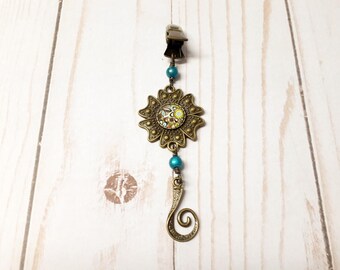 Bronze Flower Portuguese Knitting Clip