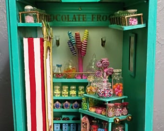 Magical candy shop Book Nook handmade from scratch.