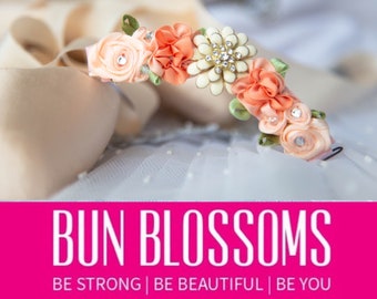 Bun Blossoms “Peaches & Cream” Bun Pin (envoltorio de ballet, flor, bunpin, bunflowers, guirnalda para el cabello)