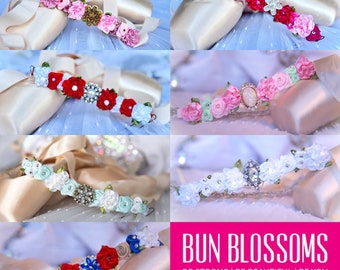 2023 Colección Cascanueces Bun Blossoms (moño de ballet, flor, moño, flores, guirnalda para el cabello)