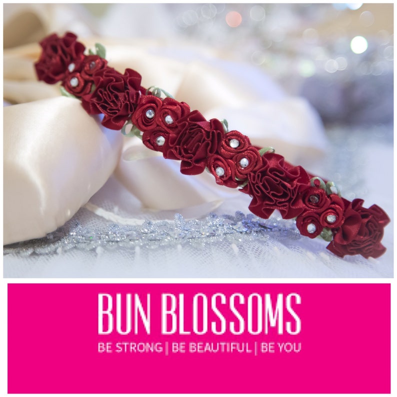 Classic Maroon Bun Blossom ballet bunwrap, flower, bunpin, bunflowers, hair garland image 1