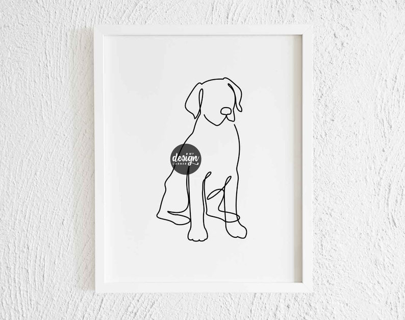 Labrador Retriever One line Drawing Print. Printable Black and White Modern Lab Doodle Wall Decor. Minimalist Dog Profile Art Illustration 