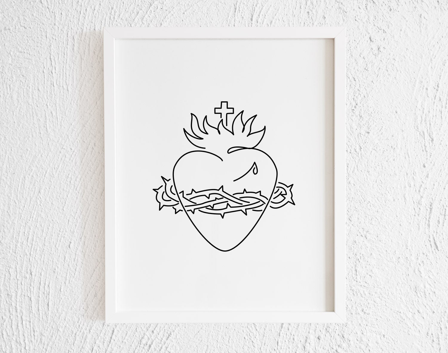Sacred Heart of Jesus Christ Doodle Print. Printable Minimalist Jesus ...