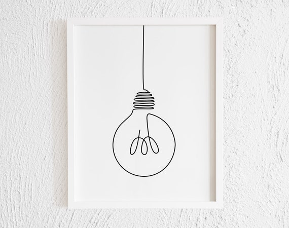 Lightbulb Doodle Print Printable Minimalist Light Bulb Etsy