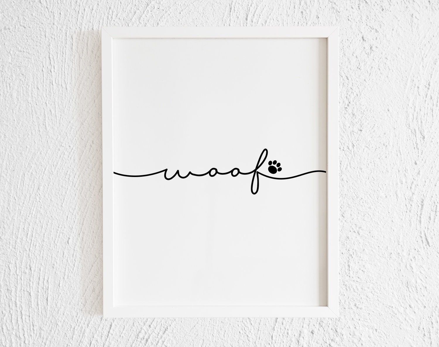 Dog Woof Paw Drawing Doodle Wall Art Print. Printable Modern Paw Illustration Decor. Minimalist One Line Paw Print. Pet Corner. Living Room.