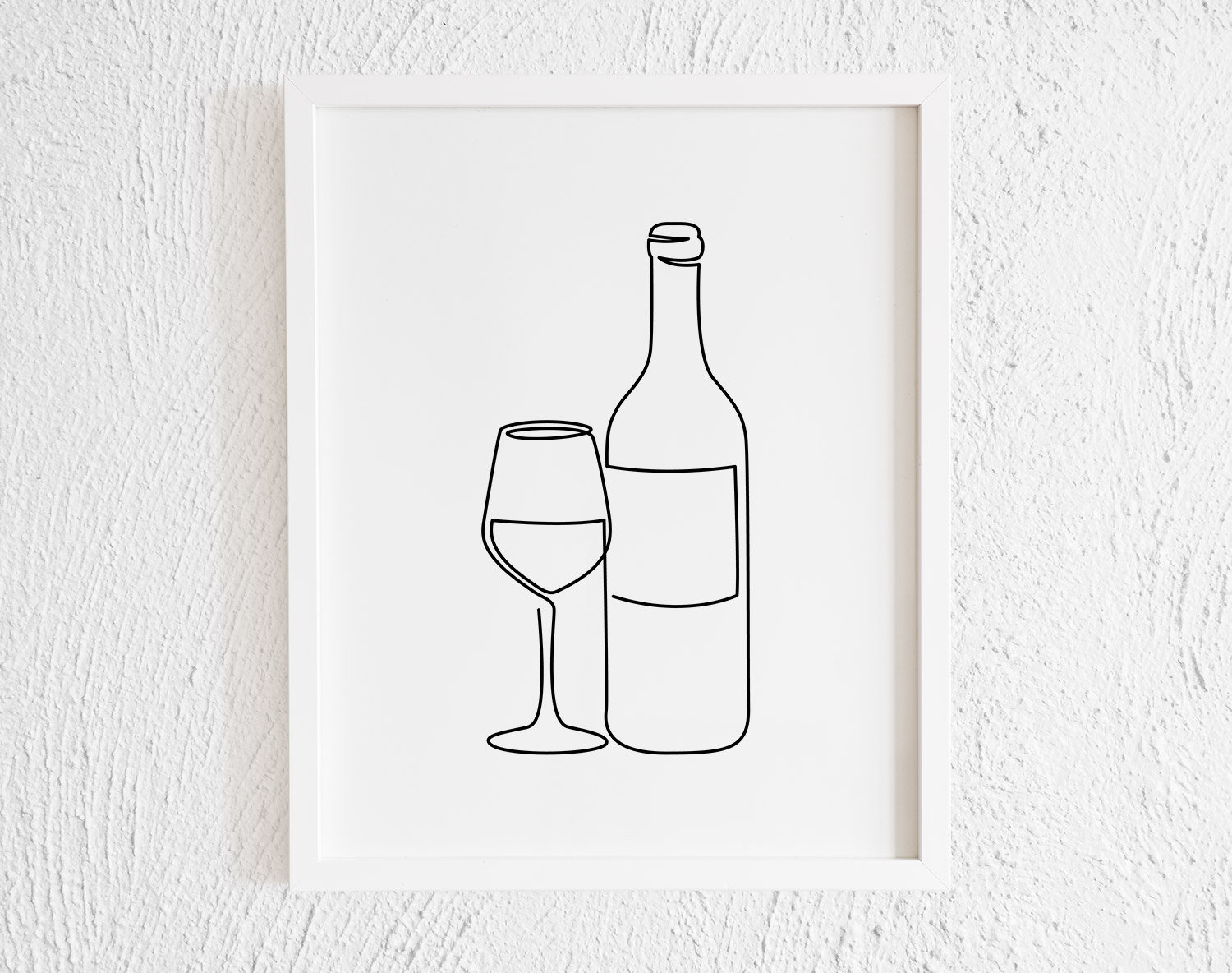 Wine Bottle and Glass Doodle Print. Printable Minimalist - Etsy