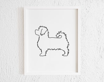 Maltese Terrier Doodle Drawing Print. Minimalist Dog One Line Art Illustration Wall Decor. Pet Print. Living Room Gift. Instant Download