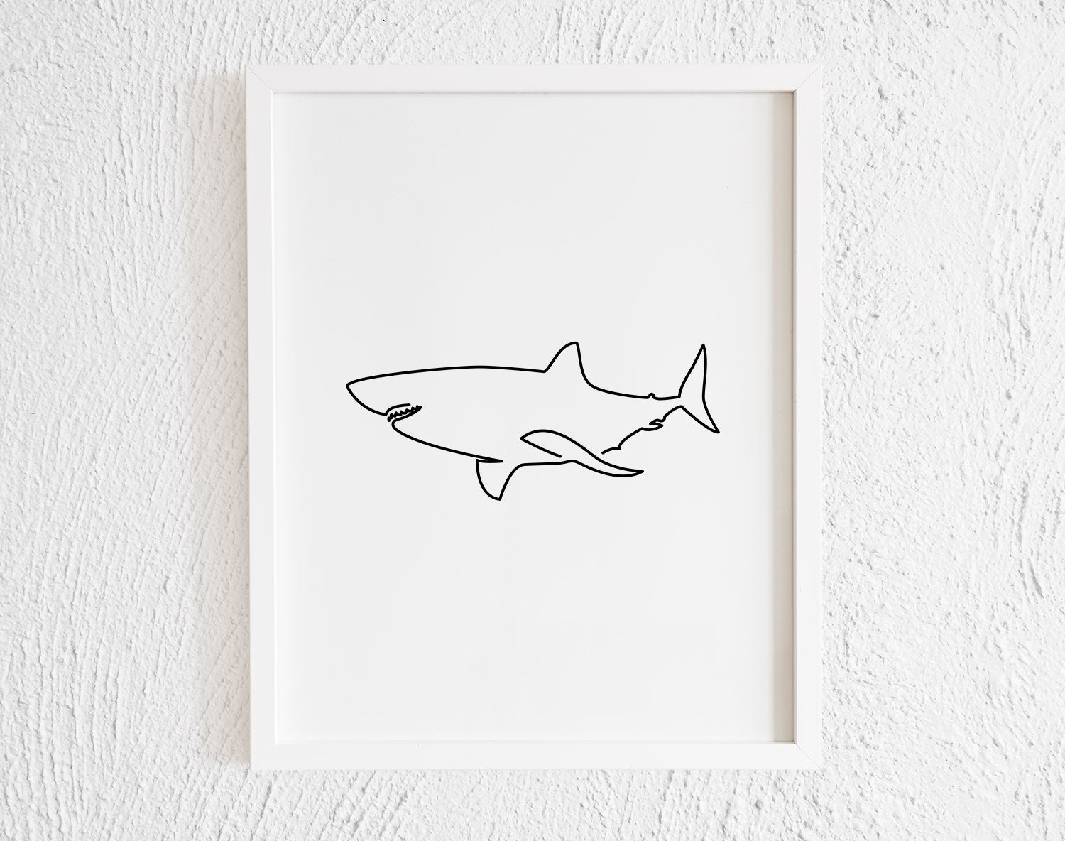 Shark Doodle Print. Shark Line Art Drawing Wall Decor. Printable ...