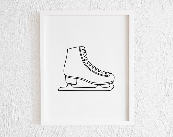 Ice Skate Drawing Print. Printable Minimalist Figure Ice - Etsy