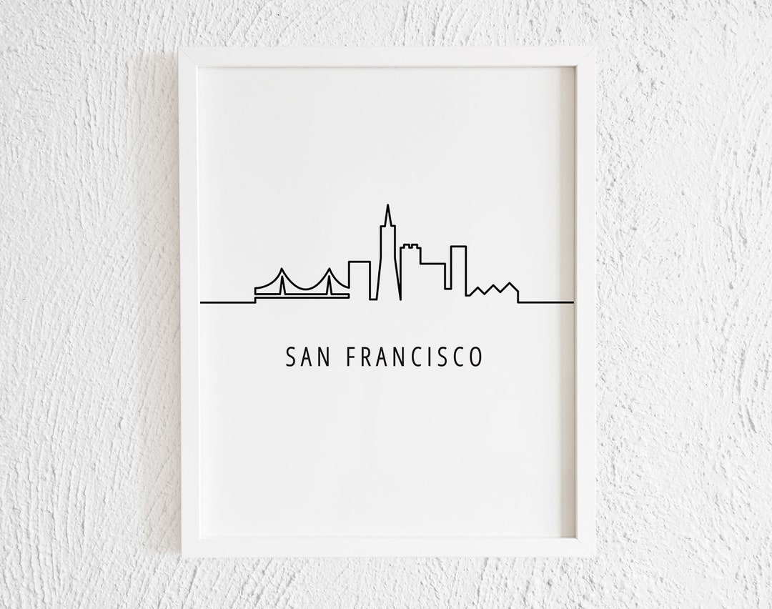 San Francisco City Skyline Doodle Print. Minimalist Drawing One