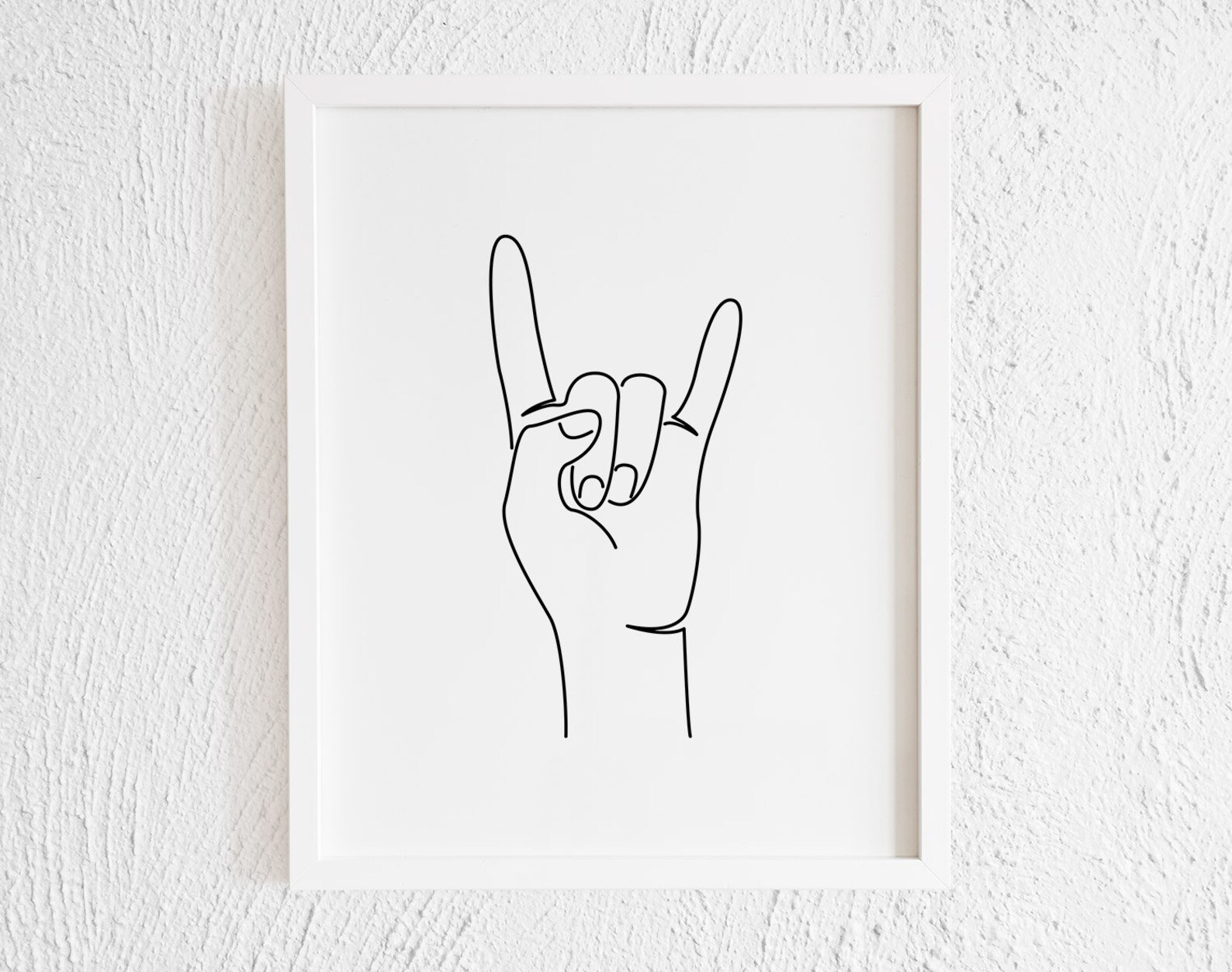 Rock on Hand Gesture Drawing Print. Printable Minimalist Rock - Etsy