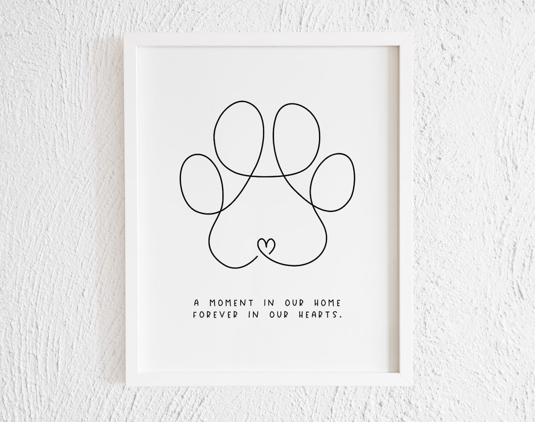 Dog Paw Quote Doodle Line Art Print. Printable Modern Paw Drawing  Illustration Decor. Minimalist One Line Paw Print. Pet Corner. Living Room  -  Finland