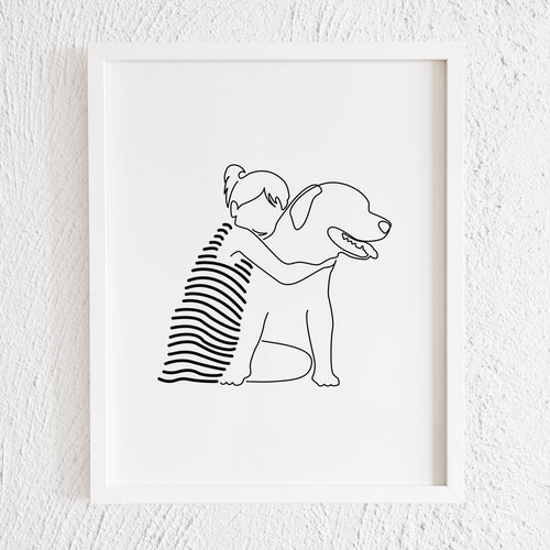 Golden Retriever Line Art Minimalist Wall Art Drawing Dogs Etsy
