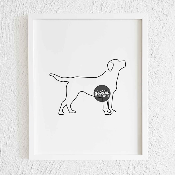 Labrador Retriever Doodle Drawing Print. Printable Black and White Modern Lab Contour Wall Decor. Minimalist Dog Profiles Art Illustration