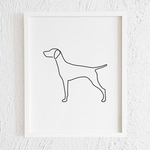 Vizsla Doodle Drawing Print. Minimalist Hungarian Magyar Vizsla Dog One Line Art Illustration Wall Decor. Pet Print. Living Room Gift