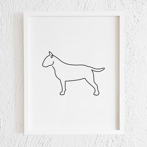 English Bull Terrier One line Drawing Print. Printable ModernTerrier Line Art Doodle Wall Decor. Minimalist Dog Profile Art Illustration