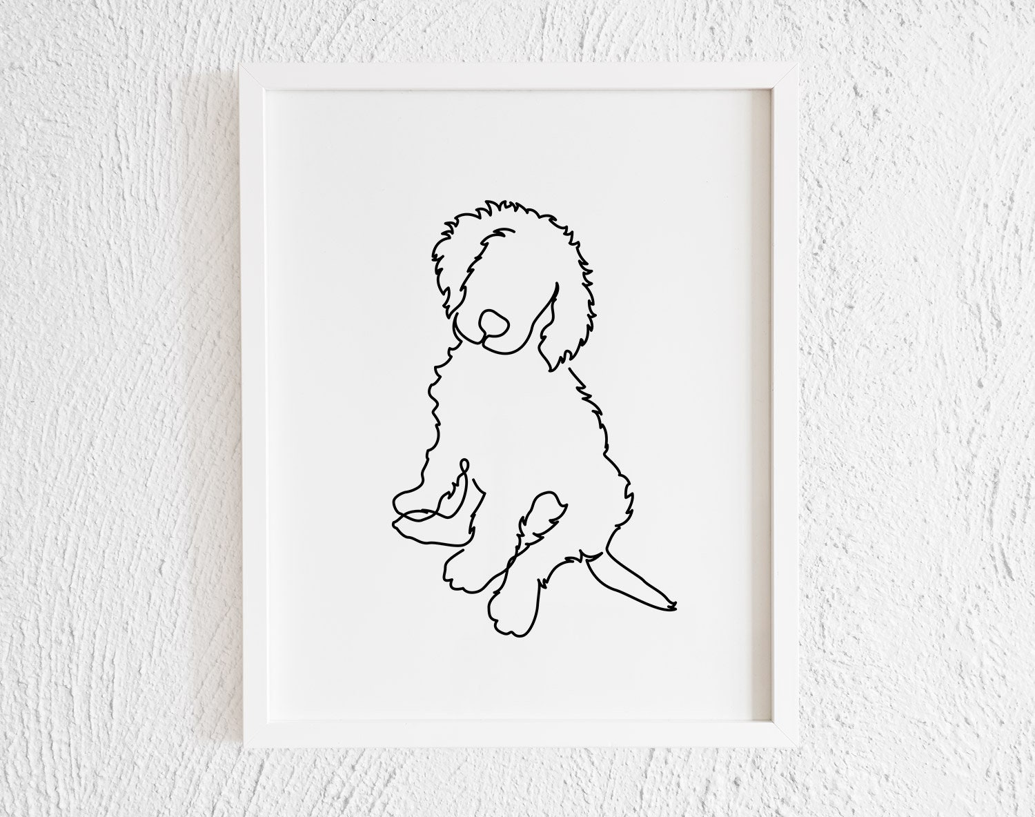 Goldendoodle Puppy Drawing Print. Printable Black and White Etsy