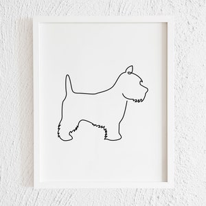 West Highland Terrier Doodle Print. Minimalist Printable Westie Wall Decor. Modern Dog Drawing Art Illustration. Living Room Wall Gallery