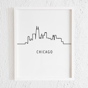 Chicago City skyline doodle print. Minimalistische tekening one line Illinois City Sight muurdecoratie. Moderne lijntekeningen uit de Verenigde Staten van Amerika
