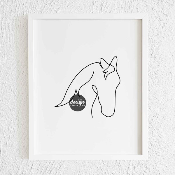 Horse Head Profile Doodle Drawing Print. Printable Modern Wild Horse Line Art Wall Decor Minimalist Farm Animal Portrait Illustration Sketch