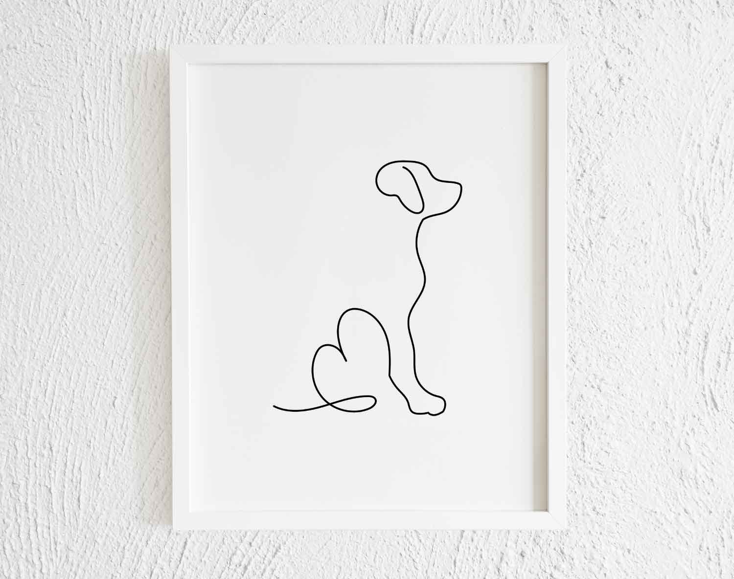 Labrador Retriever Heart One Line Drawing Print. Printable - Etsy