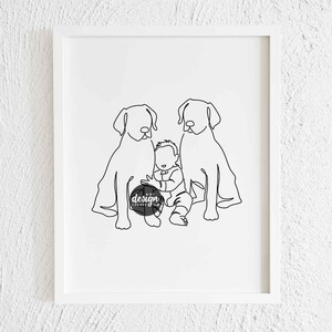 Baby Hugs 2 Labradors Line Art Print. Printable Modern Labrador ...