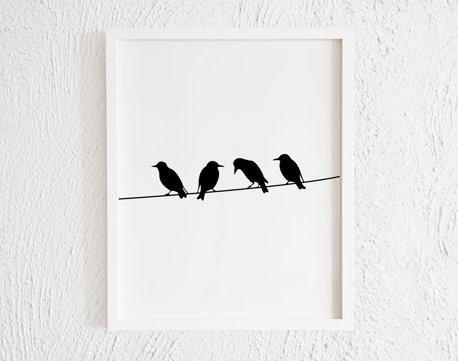 Birds on Powerline Print. Minimalist Birds Silhouette on Cable Etsy