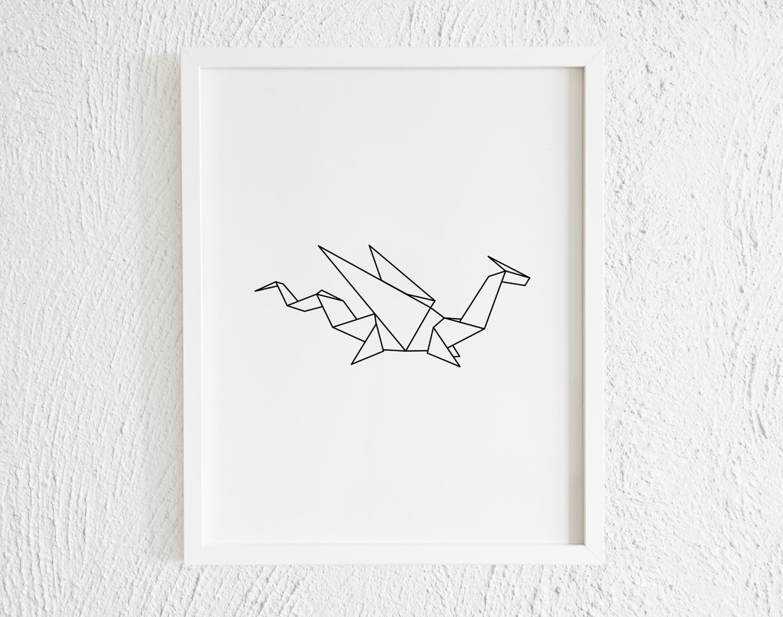 Paper Dragon Drawing Print. Printable Minimalist Geometric Etsy