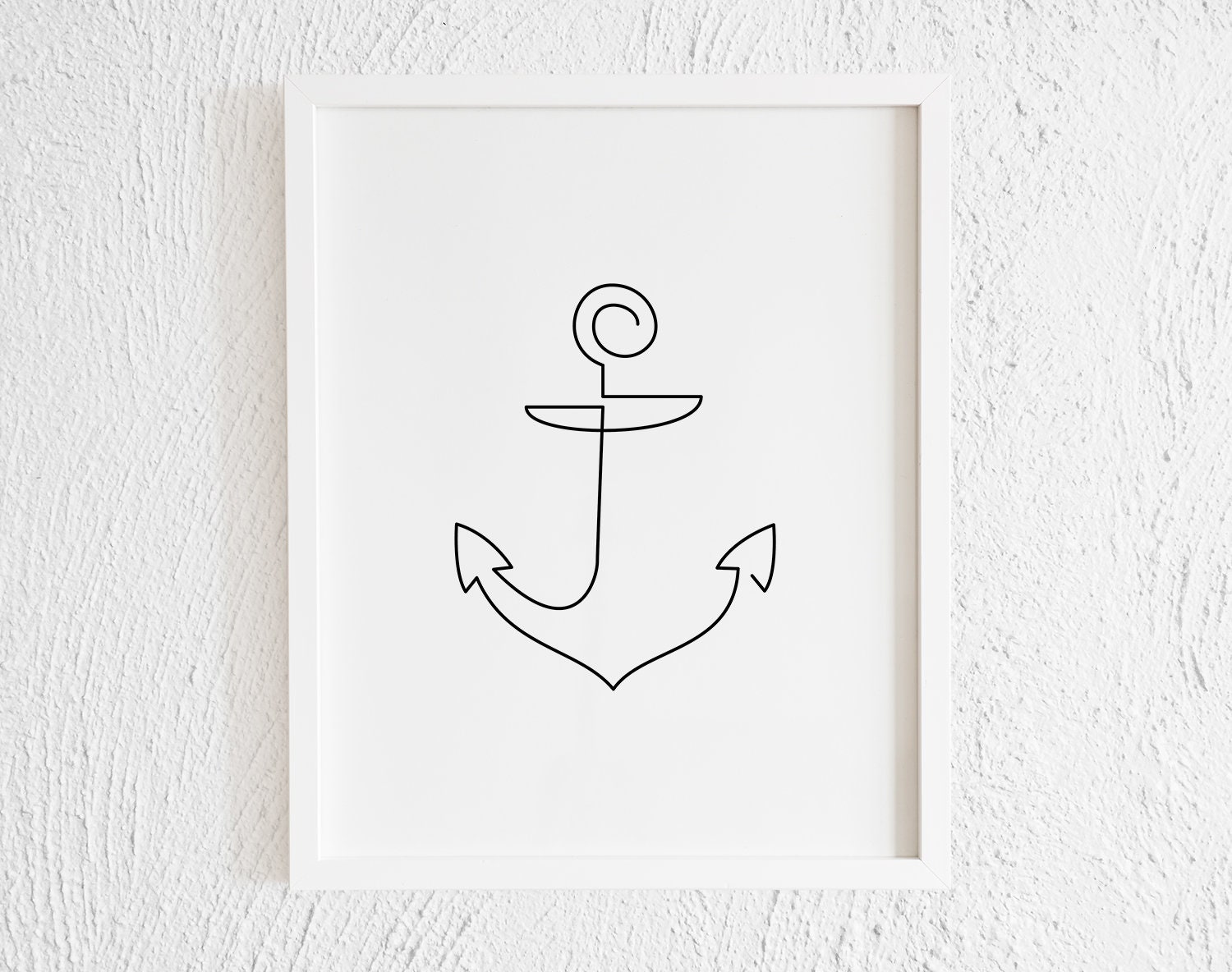 Anchor One Line Drawing Print. Printable Minimalist Iron Anchor