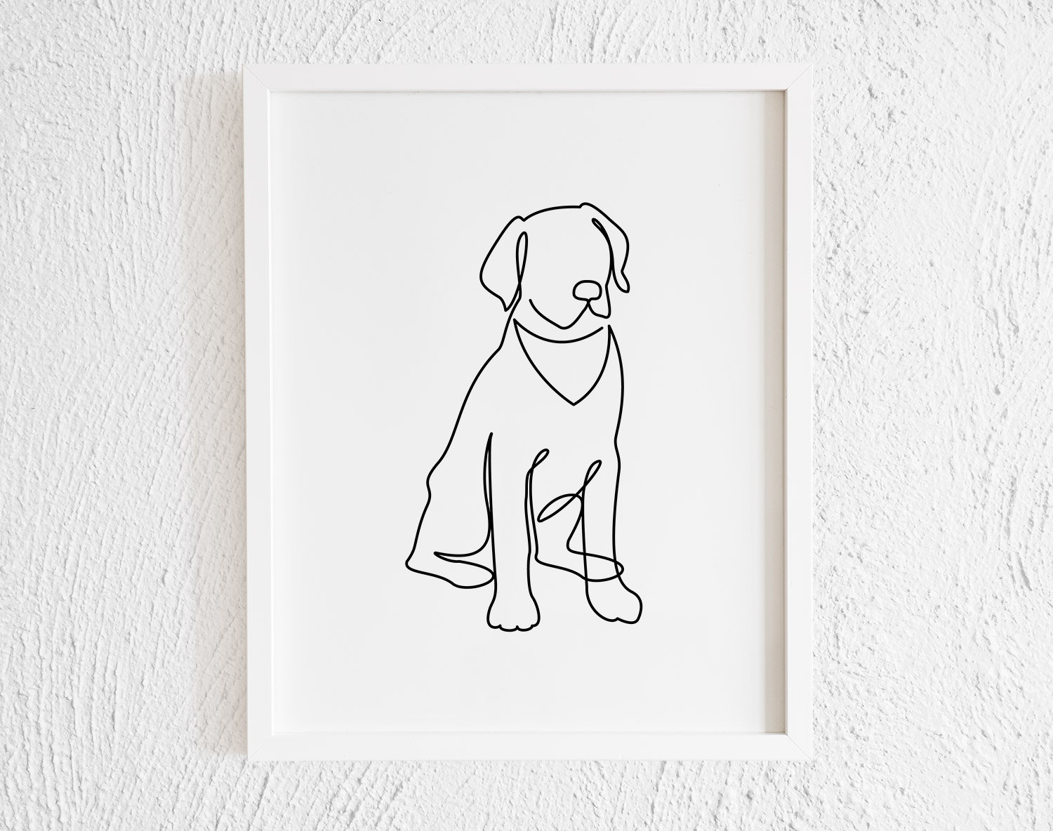 Labrador Retriever With Bandana One Line Drawing Printable Modern Lab ...