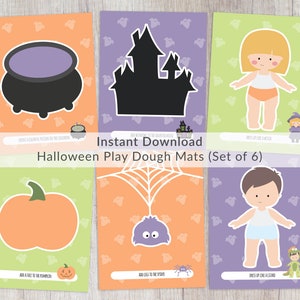 Halloween Play Dough Mats Prints. Printable Halloween PlayDoh Activity Mats. Cute Toddler Kid Activity Kit. DIY. Kindergarten Learning.