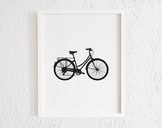 Bicycle Silhouette Printable Black and White Minimalist