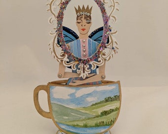OOAK Countryside Teacup Fairy OOAK Tea Fairy / Fairy Art / Holiday Gift / Christmas Gift / Garden Art / OOAK Art / Holiday Gift