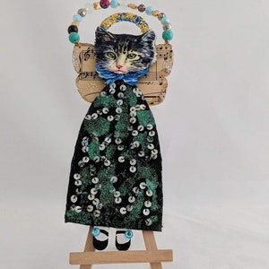Fairy Kitty Vintage / Fairy Art / Holiday Gift / Christmas Gift / Fairy Art / Garden Art / OOAK Art / Holiday Gift