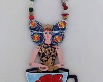 OOAK Tea Fairy / Fairy Art / Holiday Gift / Christmas Gift / Fairy Art / Garden Art / OOAK Art / Holiday Gift