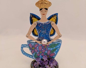 OOAK Queen Teacup Fairy OOAK Tea Fairy / Fairy Art / Holiday Gift / Christmas Gift / Garden Art / OOAK Art / Holiday Gift