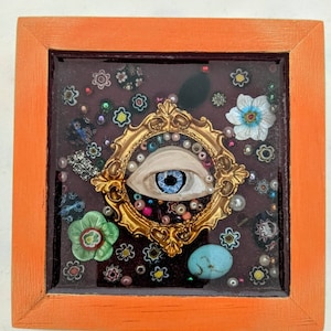 Eye Resin Art / Evil Eye Art / Eye Art / Eyes Art / Resin Mixed Media Handmade Art Gift