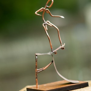 Copper Art Figurine Skateboarder image 2