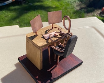 Copper Art Figurine of a IT specialist.  Tech guy