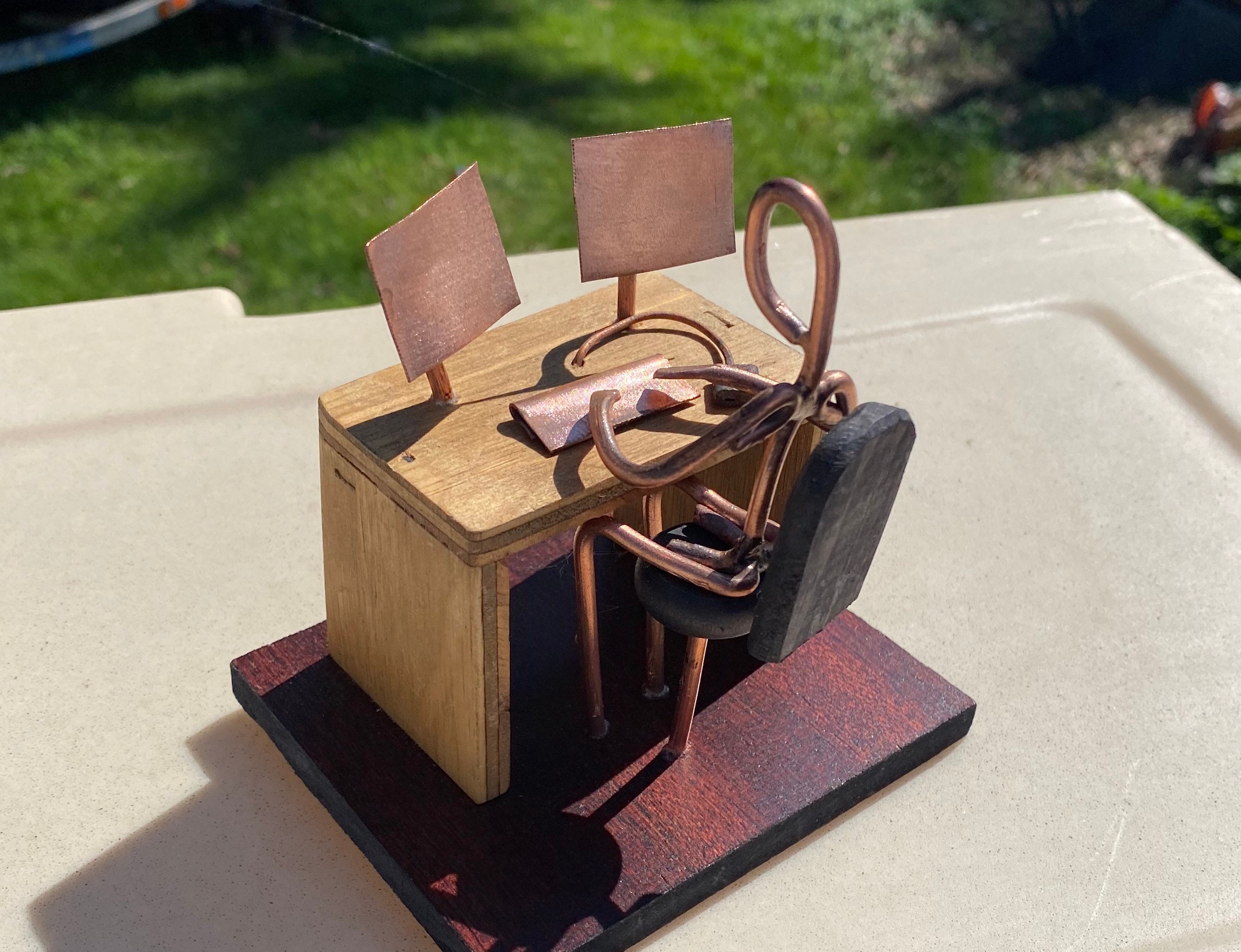 Copper Art Figurine of a IT specialist. Tech guy