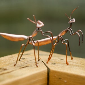 Copper Art Figurine set of praying mantis