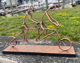 Copper Art Figurine tandem bicycle.
