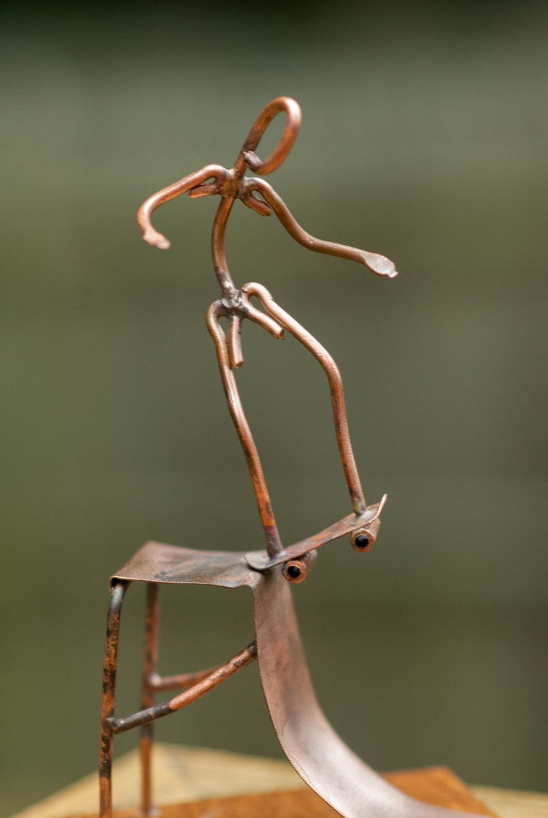 Copper Art Figurine Skateboarder image 1